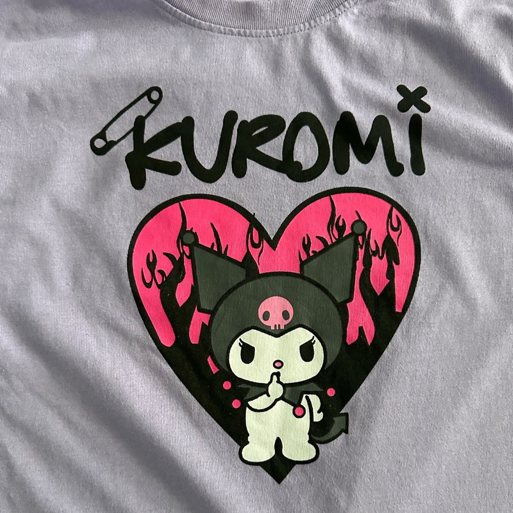 Kuromi Heart Flames By Sanrio Graphic T-shirt - Picture 2 of 4